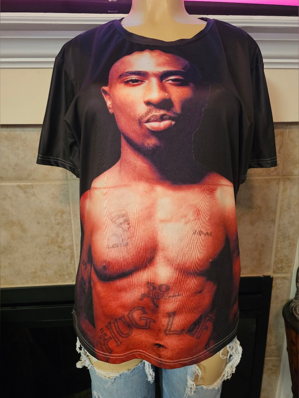 Tupac Thug Life Double Sided Polyester T-Shirt. 2Pac